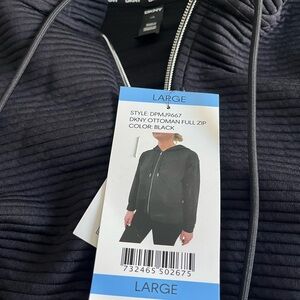 DKNY Black Ribbed Full Zip Hoodie